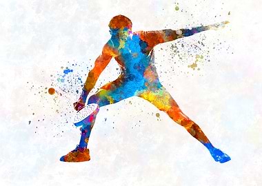 Watercolor paddle tennis