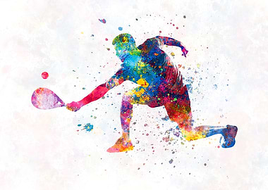 Watercolor paddle tennis