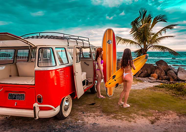 Van surfer girls