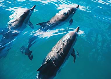 Surfacing Dolphins
