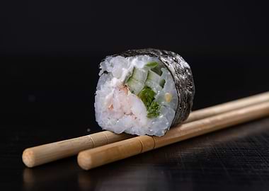 Sushi and chopsticks