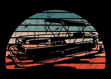Retro Pontoon Boat Boating