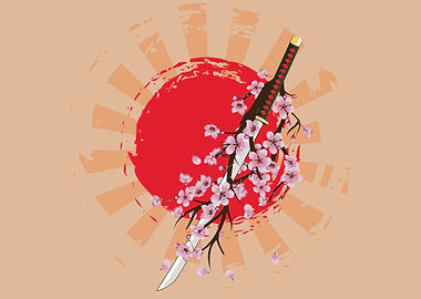 Katana with sakura flowers
