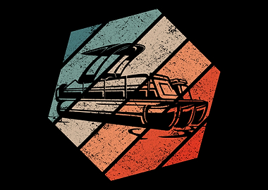 Retro Pontoon Boat Boating