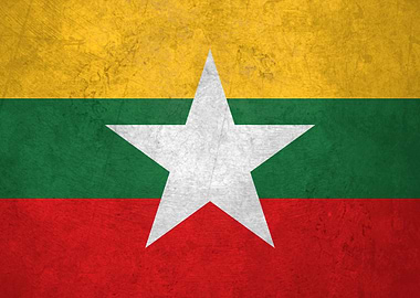 Flag of Myanmar on Wall