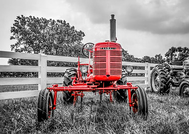 A Red Tractor Front View
