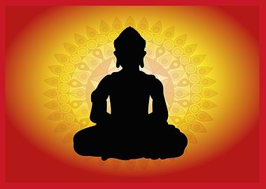 Buddhism silhouette with