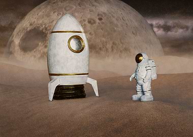 astronaut and rocket