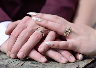 Newly Weds holding hands