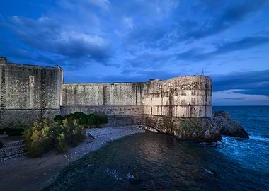 Wall Of Dubrovnik At Night