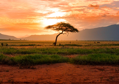 Lonely Tree by Sunset