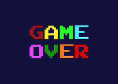 Game over 8 bit retro colo