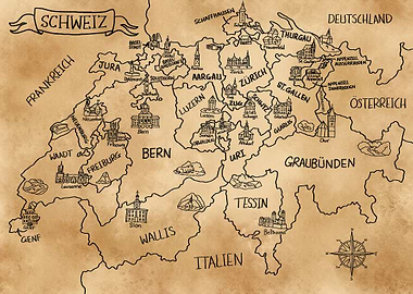 Vintage SchweizKarte