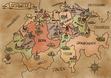 Bunte Vintage Schweiz