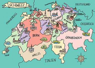 Bunte Schweiz Karte
