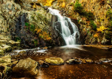 Calm waterfall in spring
