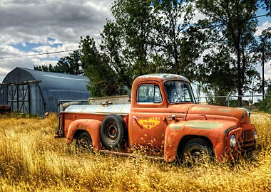 Old US truck on a farm