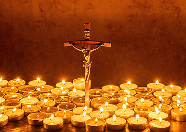 Jesus cross with candles