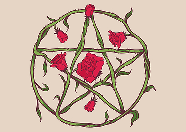 Rose pentagram floral