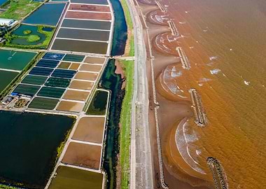 Shrimp farms by the sea