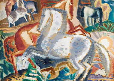 Horses in landscape
