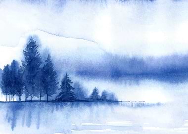 Dripping Blue Misty Forest