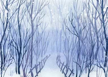 Frozen Foggy Forest Trail