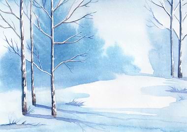 Watercolor Dry Trees Paint