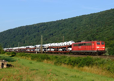 Train carries Audi cars