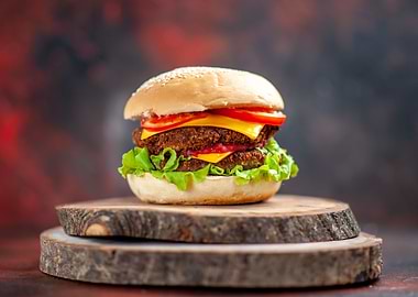 Meat burger with salad