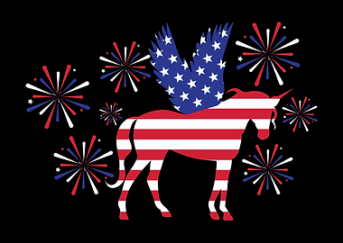American Flag Unicorn USA