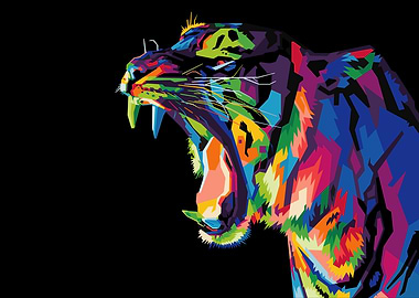 colorful tiger head