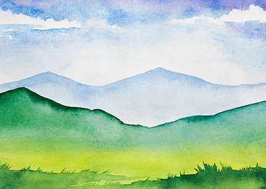 Watercolor Meadow Field