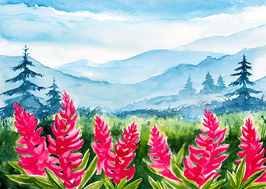 Watercolor Salvia Flowers
