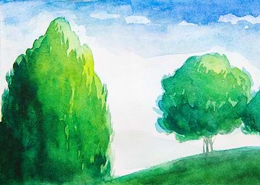 Watercolor Meadow Grass