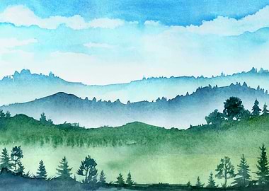 Watercolor Meadow Fields