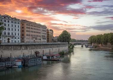 Sunset over Rome river
