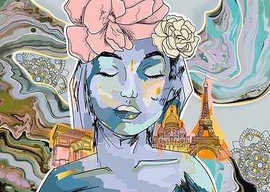 Floral woman Paris art