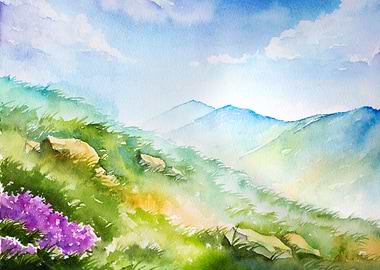 Watercolor Allium Flowers