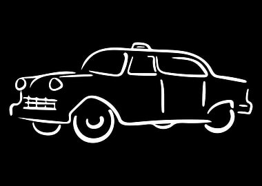 Cab Car Line Art Minimal