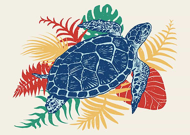 Tropical sea turtle Poster