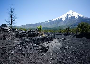 Snow capped volcano