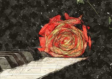 Piano and Rose