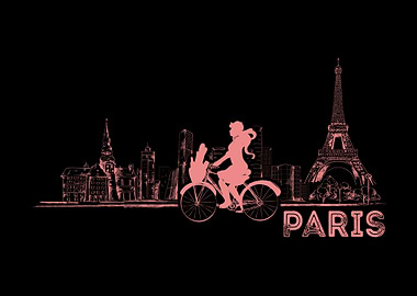 Biking Girl Paris Eiffel T