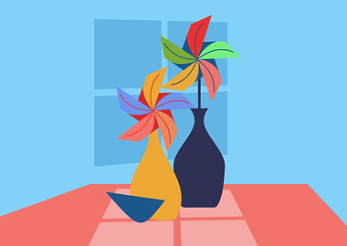 Origami Pinwheels in Room