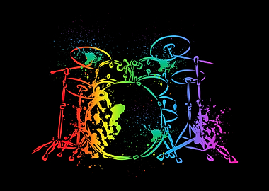 Colorful Drum Set Music