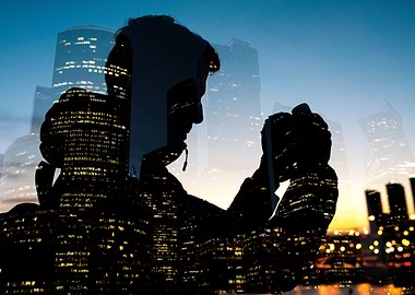 Cityscape double exposed