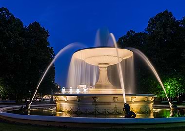 Park Fountain At Night
