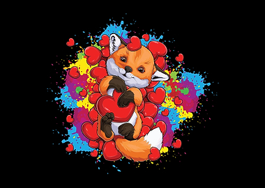 Cute Fox with Hearts