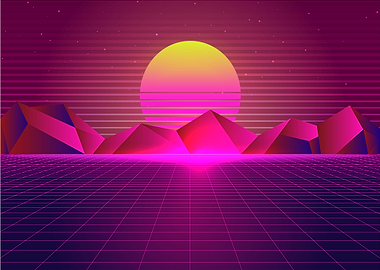 80s retro landscape